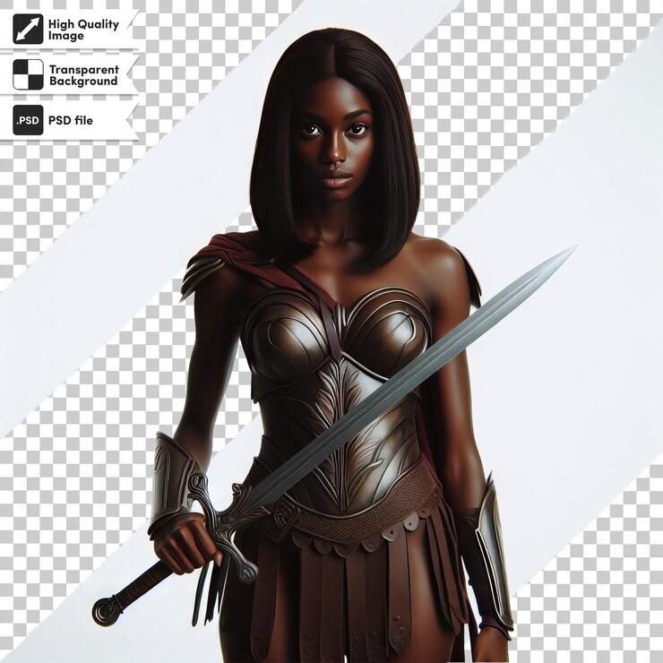 PSD une femme en costume avec un couteau à la main