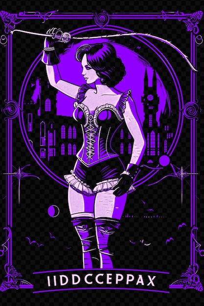 PSD femme dans un corset et des bas tenant un fouet gothic citysc psd design art concept affiche bannière