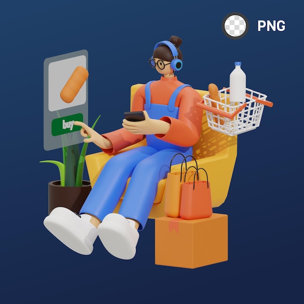 Une femme avec des écouteurs et un téléphone devant un écran qui dit "png"