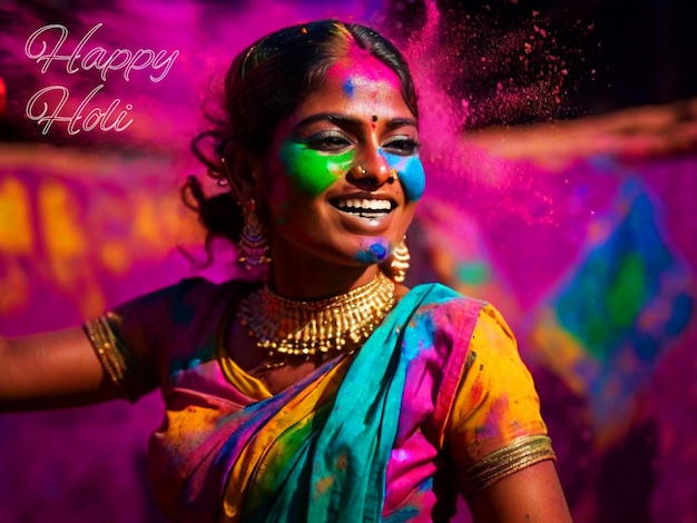 Femme Indienne Holi Célébrant Le Festival Des Couleurs Holi PSD Gratuite