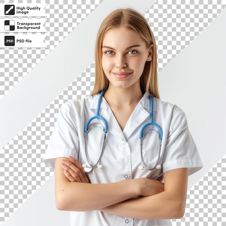 PSD une femme médecin avec un stéthoscope sur son cou