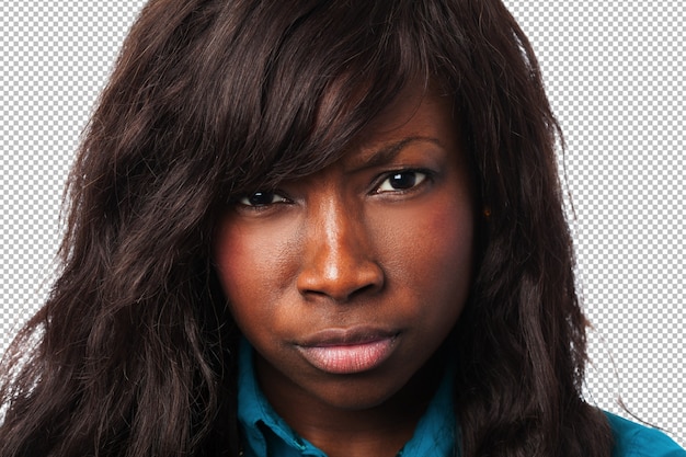 Femme noire en colère closeup