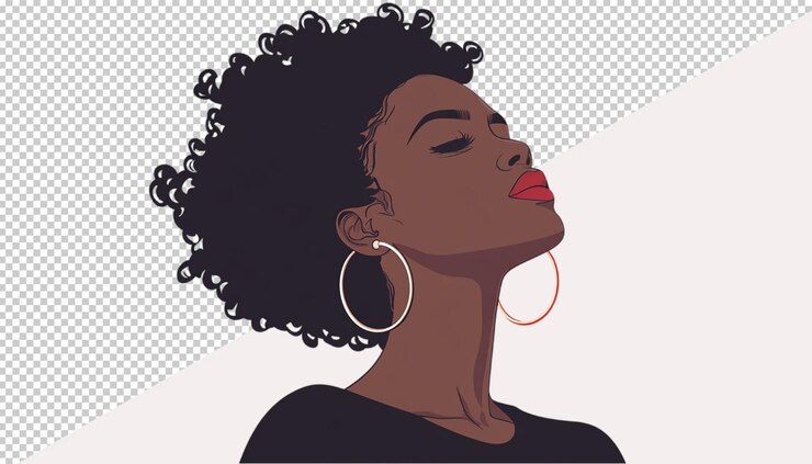 PSD femme noire sur fond transparent