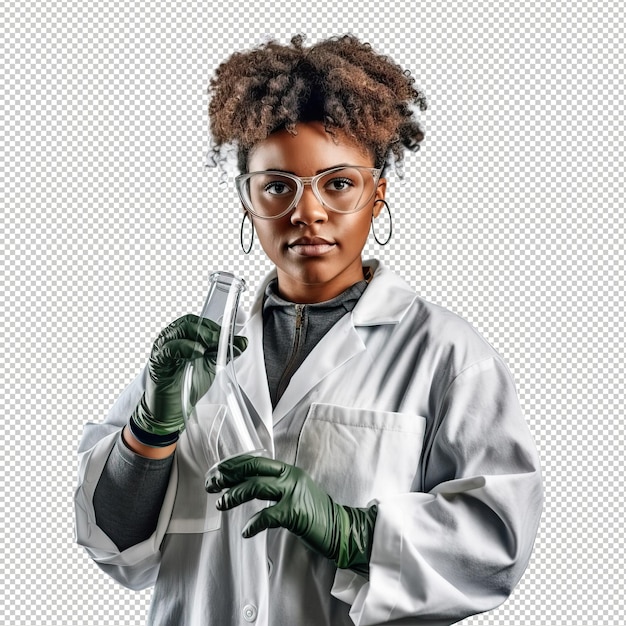 PSD une femme noire scientifique de l'environnement psd blanc transparent