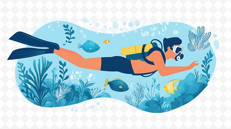 PSD une femme plonge dans l'eau avec une bouteille de poisson rouge.
