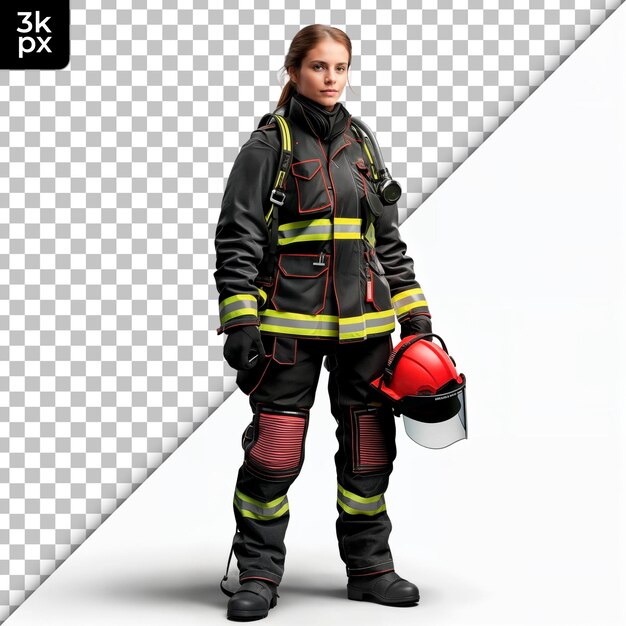 PSD une femme pompier portant un uniforme de pompier et un casque