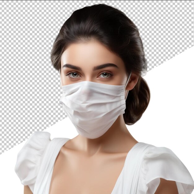 PSD une femme portant un masque qui dit qu'elle porte un masque