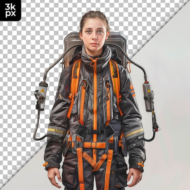 PSD une femme portant une veste qui dit f h k