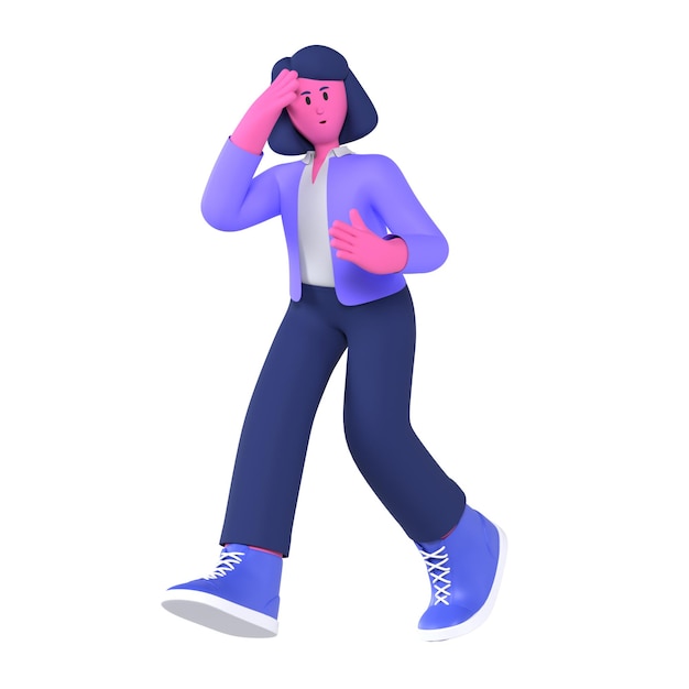 Une femme qui court à l'échéance d'une entreprise Pose 3D