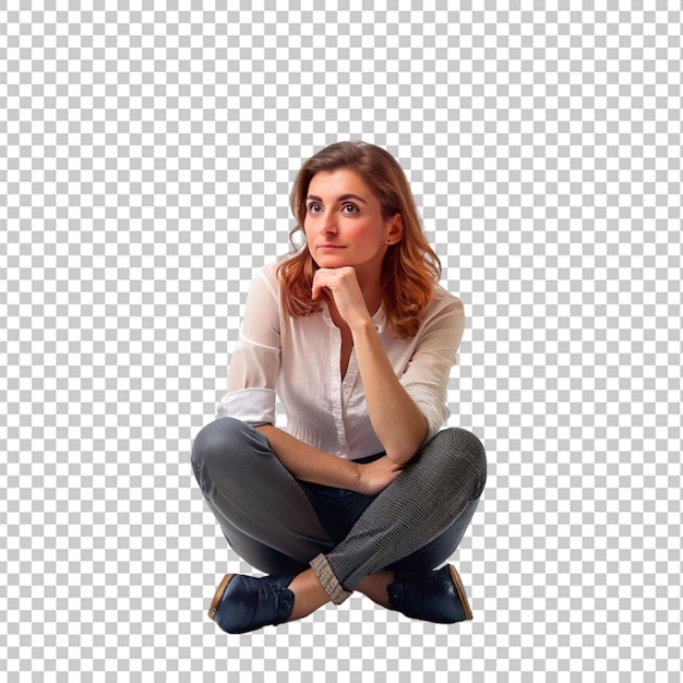 Femme Réfléchie Assise Png