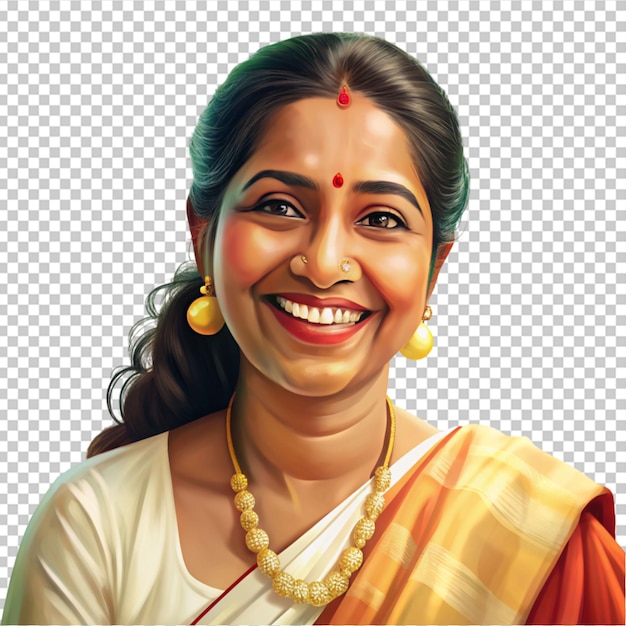 Une Femme En Saree Souriante.