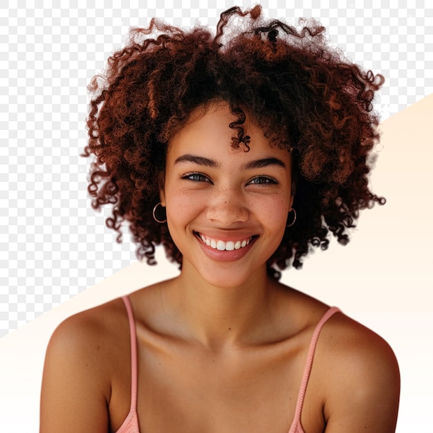 une femme avec un sourire sur le visage