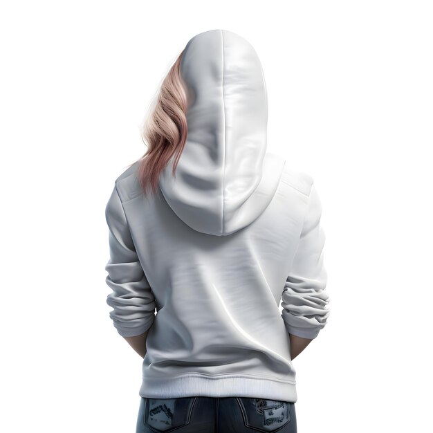 Femme En Sweat-shirt Blanc Sur Fond Blanc Illustration 3d Isolée