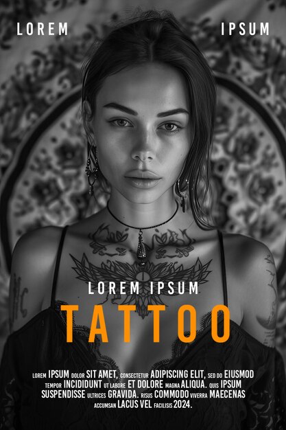 PSD femme avec un tatouage posant