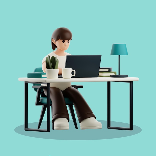 Femme travaillant sur un ordinateur portable à son bureau