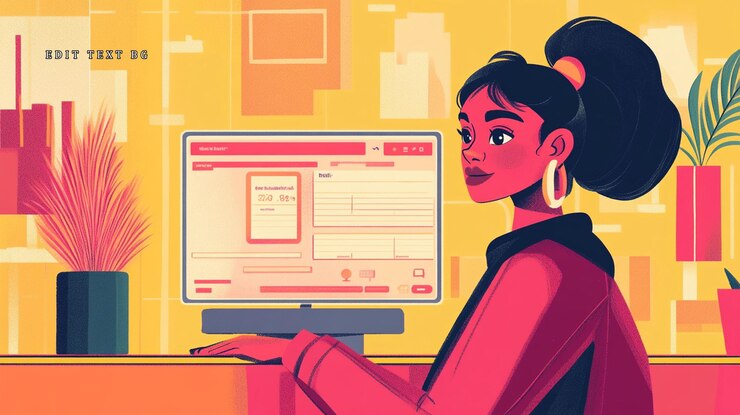 PSD femme utilisant un logiciel informatique