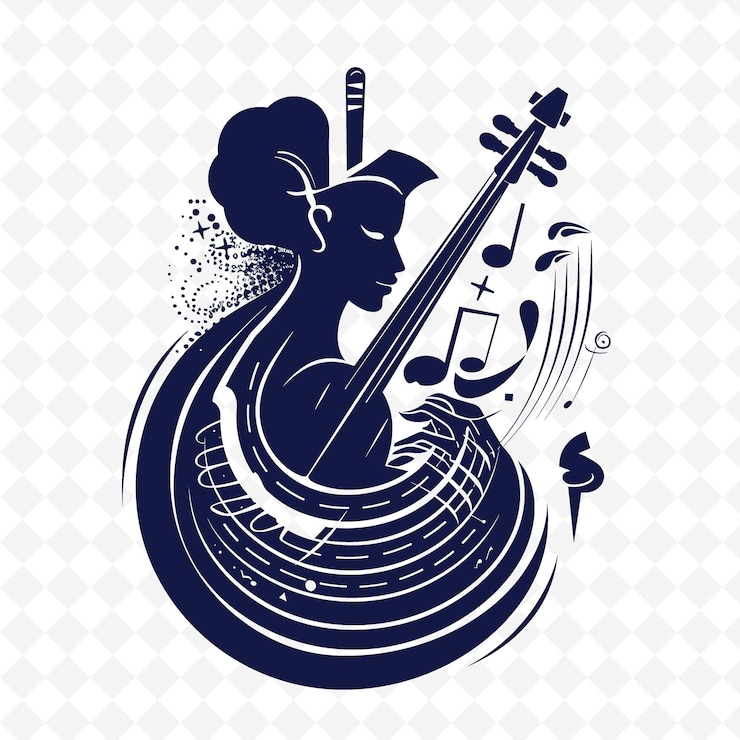 PSD une femme avec un violon et une note musicale sur le dos