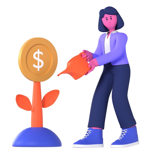 Les femmes arrosent les entreprises d'investissement Pose 3D