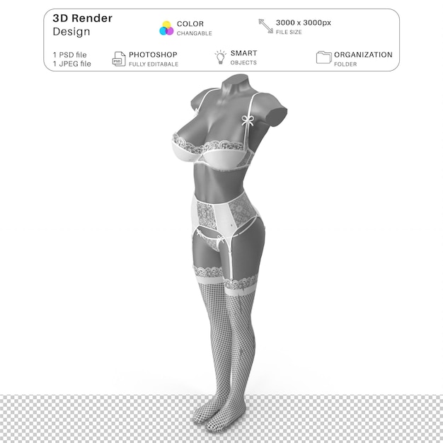 PSD femmes portant de la lingerie mockup modélisation 3d fichier psd lingerie sexy réaliste