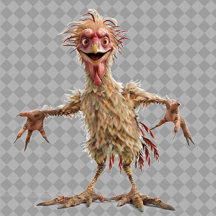 PSD femmina werechicken chicken little style creature con mezz'h isolato rendering di personaggi di alta qualità