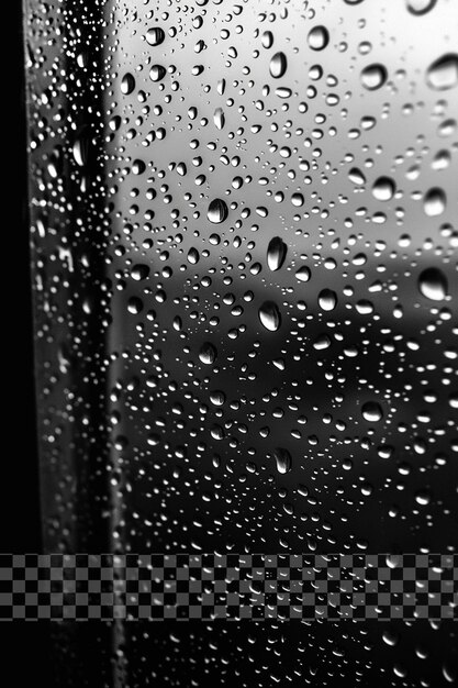 PSD une fenêtre avec des gouttes de pluie sur elle et un motif à carreaux noir et blanc sur un fond transparent