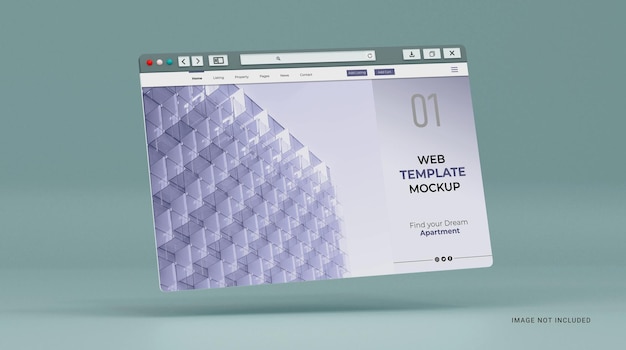 Fenêtre minimale du navigateur Internet propre pour la maquette 3d de la page de destination