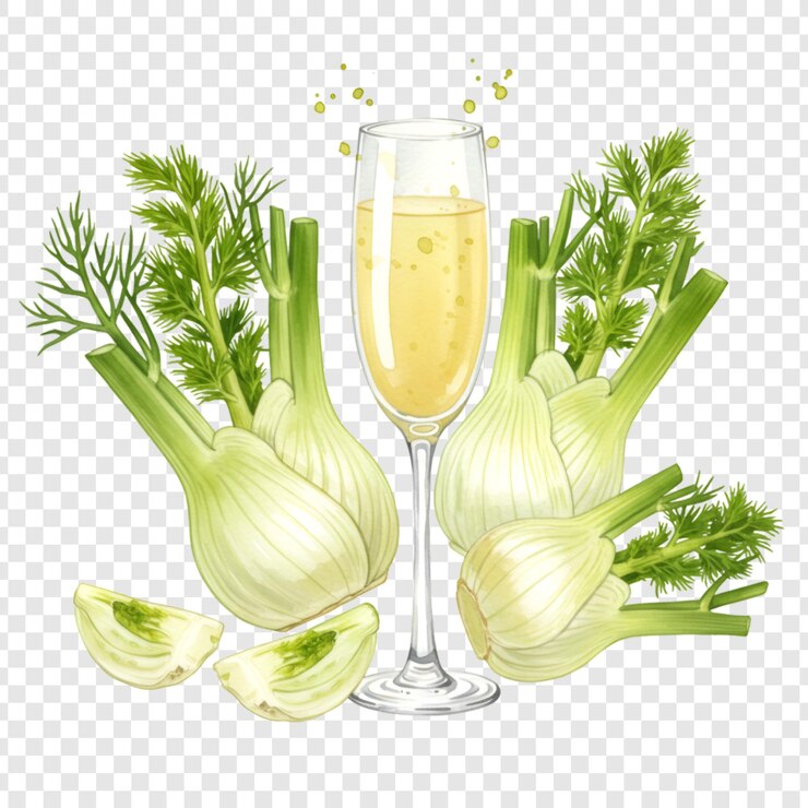 PSD le fenouil et le champagne - une illustration culinaire rafraîchissante