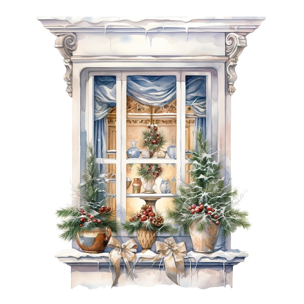 Fenster für weihnachtsveranstaltung aquarell-stil ki generiert