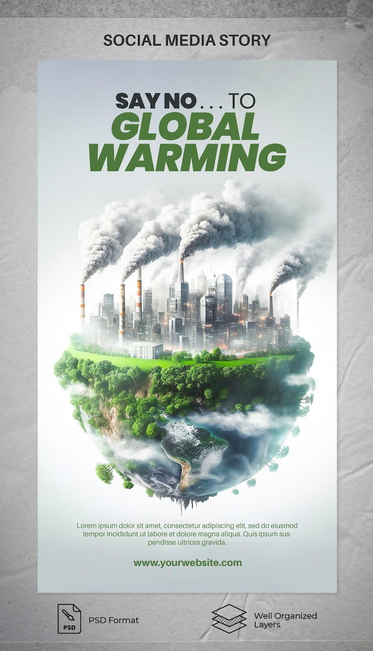 PSD fermare il riscaldamento globale ora salvare la nostra terra storia sui social media e banner psd template