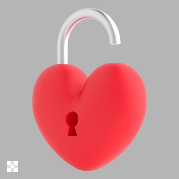 PSD fermeture en forme de cœur icône 3d psd