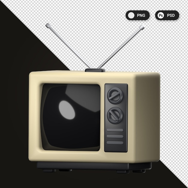 Fernsehen Retro-Elektronik-Icon-Set 3D-Rendering