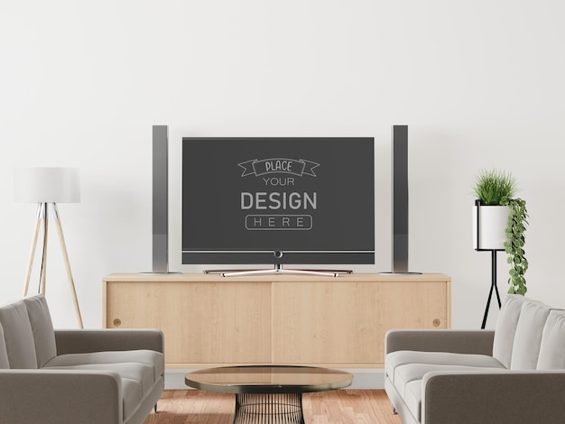 Fernseher im wohnzimmer mockup