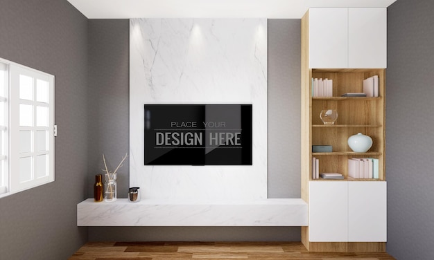 Fernseher im wohnzimmer mockup