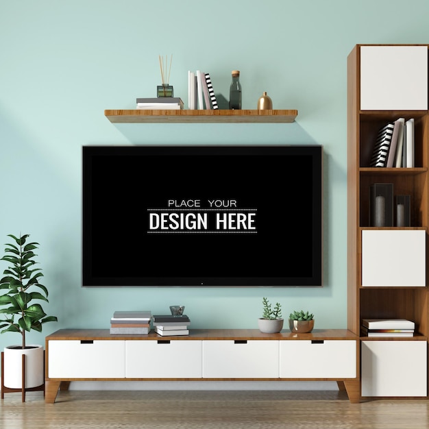 Fernseher im wohnzimmer mockup