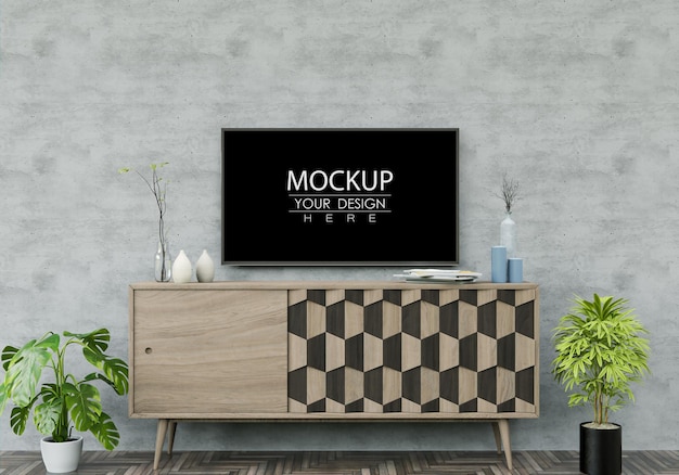 PSD fernseher im wohnzimmer mockup