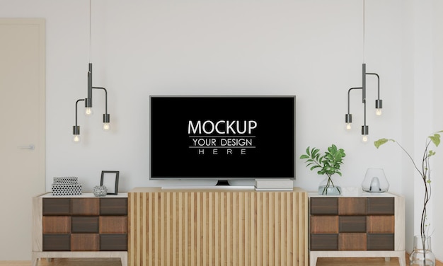 Fernseher im wohnzimmer mockup