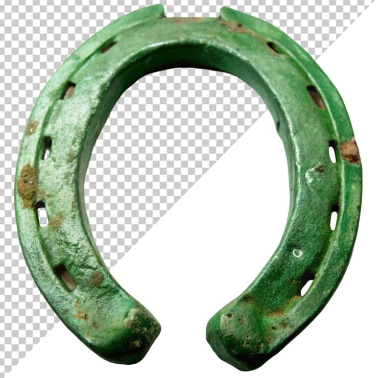 PSD ferradura de ferro enferrujada antiga em um fundo transparente