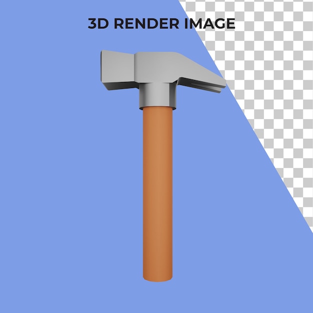 Ferramenta de renderização 3d martelo premium psd