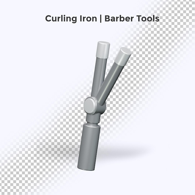 PSD ferramentas de barbeiro de renderização 3d de ferro de ondulação