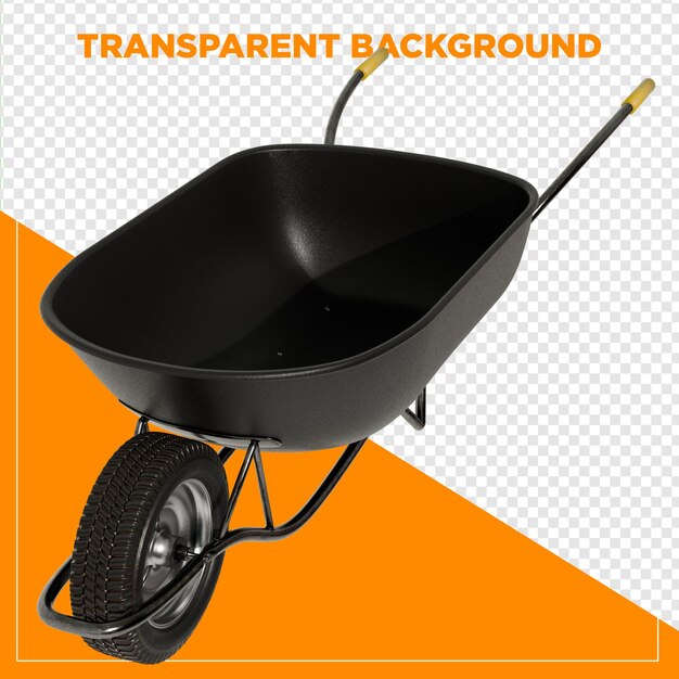Ferramentas de carrinho de mão 3D com fundo transparente