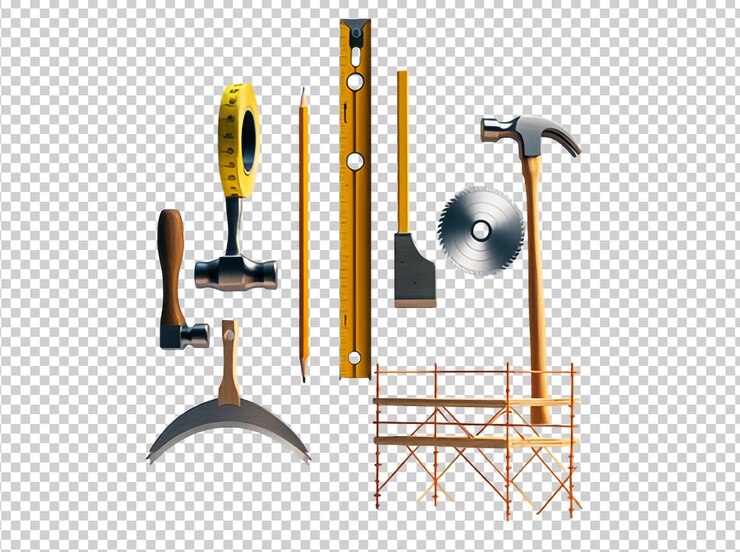 PSD ferramentas de construção e andaimes