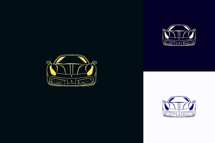 PSD ferrari con lujoso icono de automóviles deportivos con diseño de alta gama elegante italia diseño vectorial de cultura