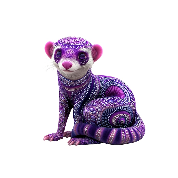 PSD ferret púrpura ornamentado uma pintura digital caprichosa