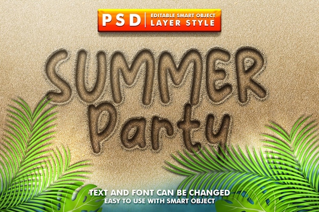 Festa de verão 3d efeito de texto psd premium