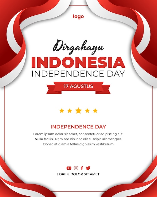 Festa dell'indipendenza dell'indonesia o modello del manifesto dirgahayu indonesia