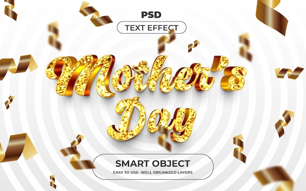 Festa della mamma 3d stile effetto testo modificabile PSD Premium con sfondo