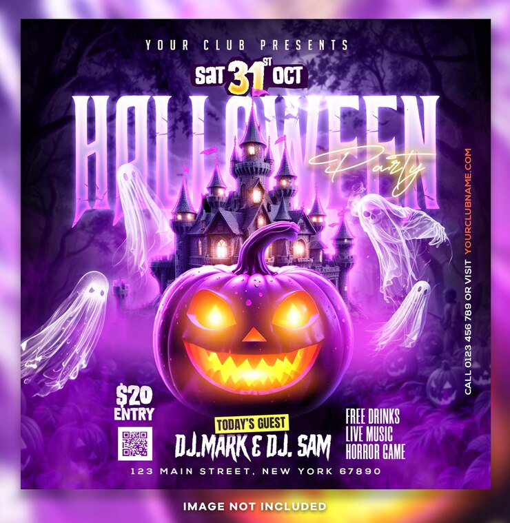 PSD festa di halloween post design psd