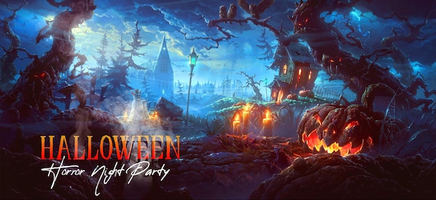 Festa escura de Halloween editável Banner e fundo