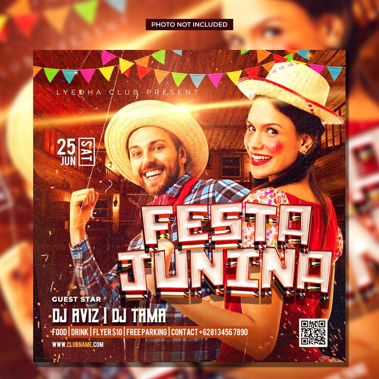 PSD festa junina party flyer social media post und webbanner