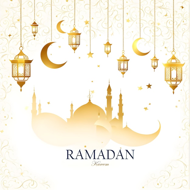 Festa musulmana Eid ul Fitr Ramadan Kareem Eid ul Adha Eid mubarak sfondo bianco dorato